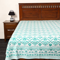 Green - Sanganeri Block Printed Cotton Single Bed Cover (90 x 60 in) 11