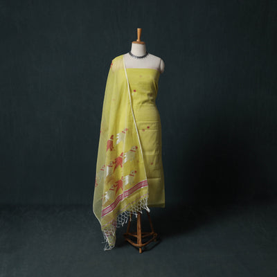Jamdani Pure Handloom Muslin 2pc Unstitched Dress Material Kurta Set 22