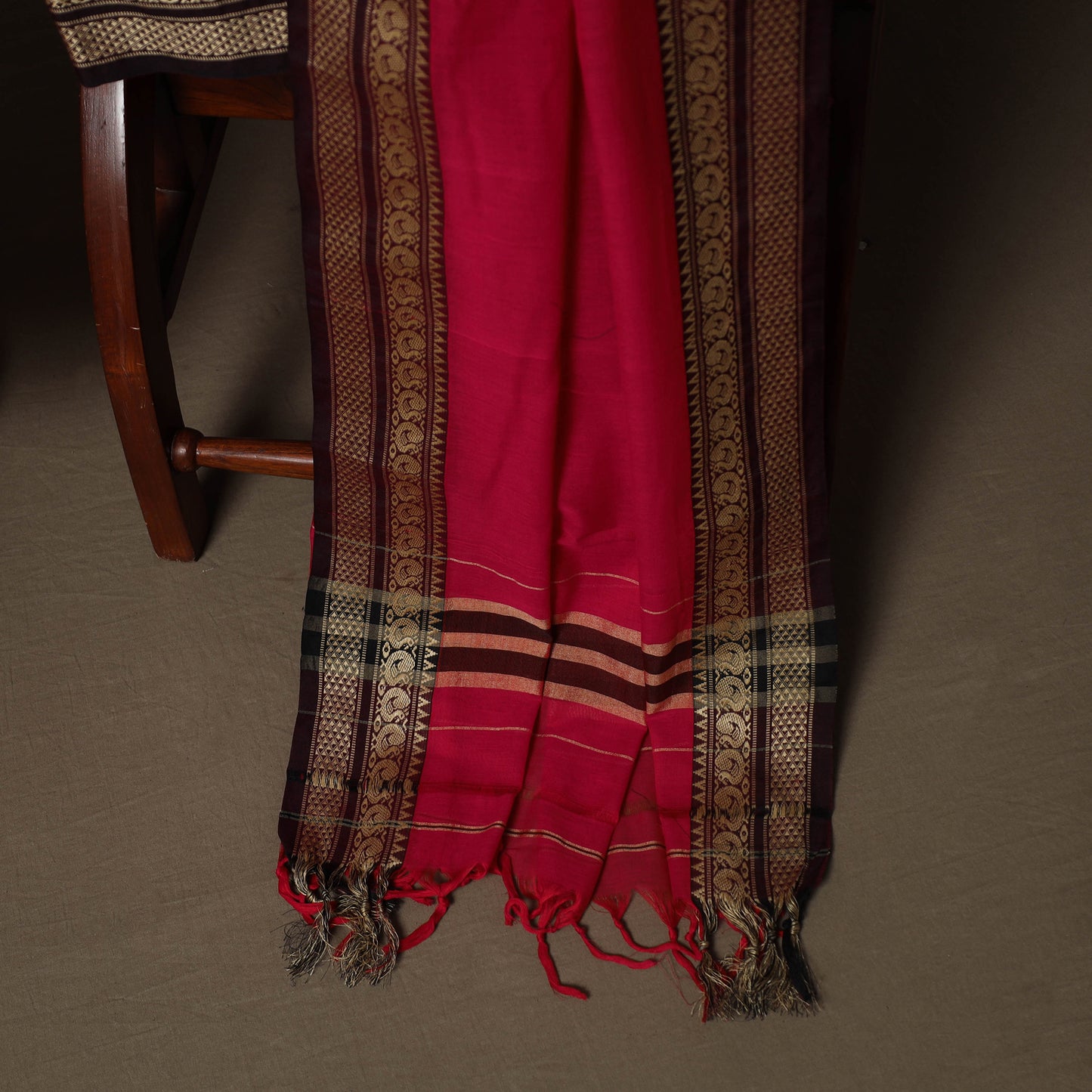 Dharwad Mercerised Cotton 3pc Unstitched Dress Material Suit Set with Woven Border 27