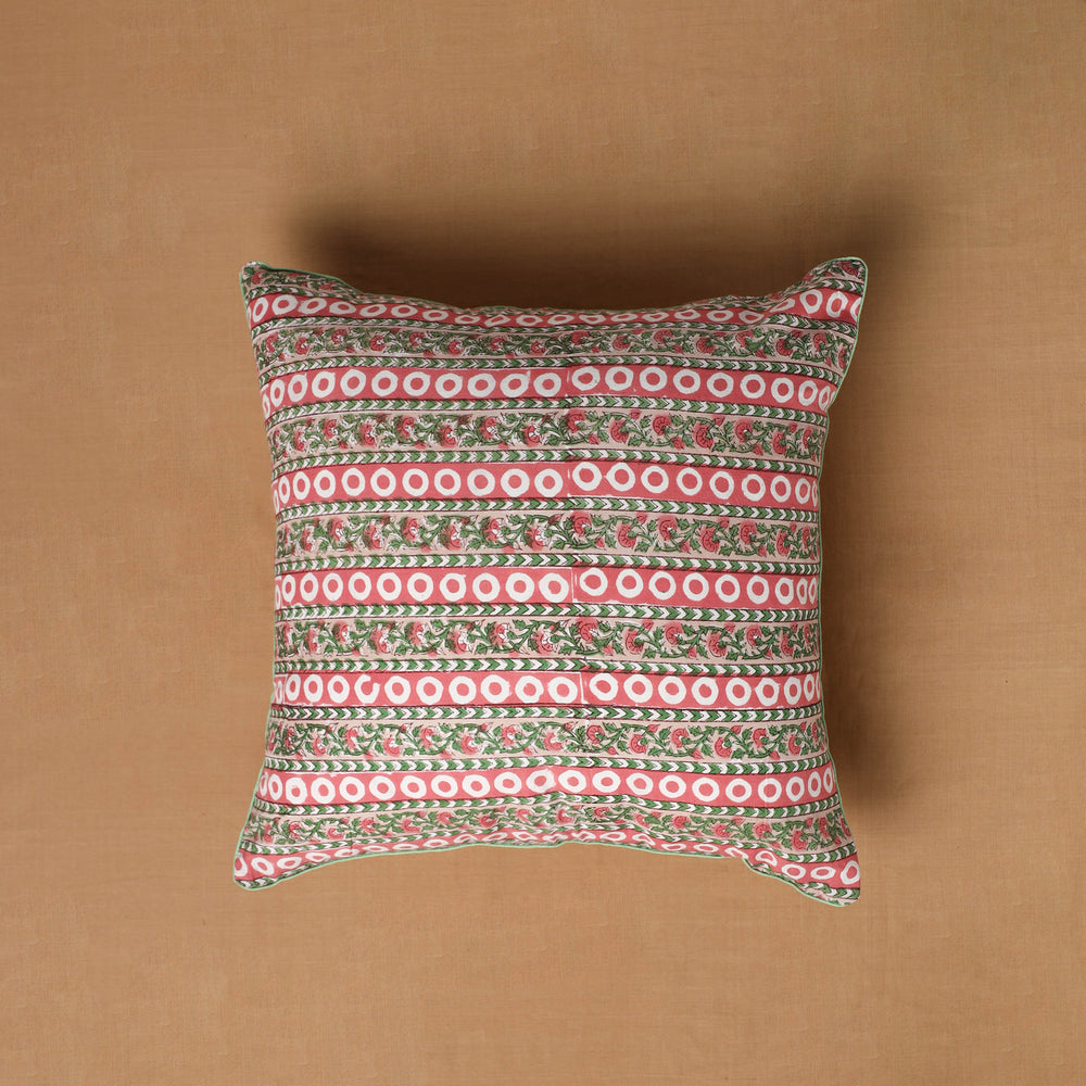 Multicolor - Sanganeri Block Print Cotton Cushion Cover (16 x 16 in) 05