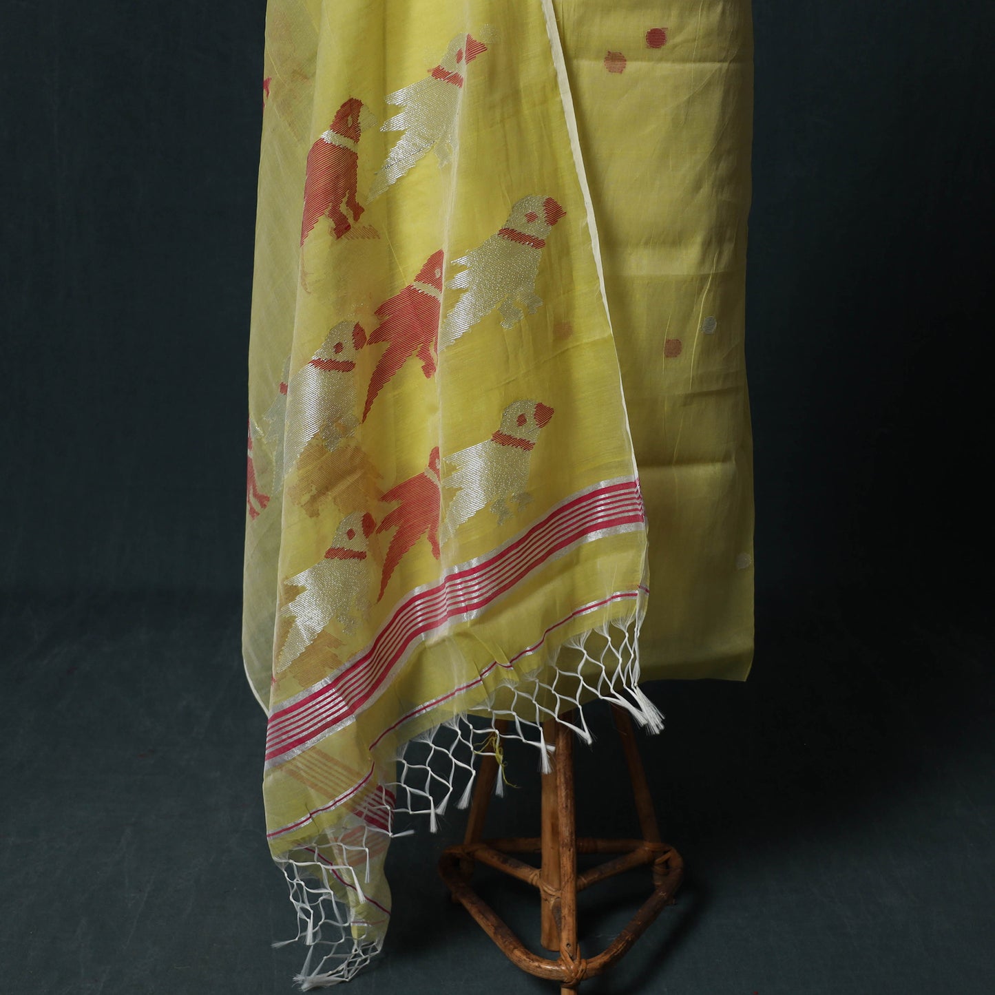 Jamdani Pure Handloom Muslin 2pc Unstitched Dress Material Kurta Set 22