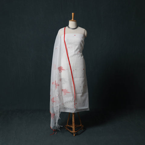 Jamdani Pure Handloom Muslin 2pc Unstitched Dress Material Kurta Set 23