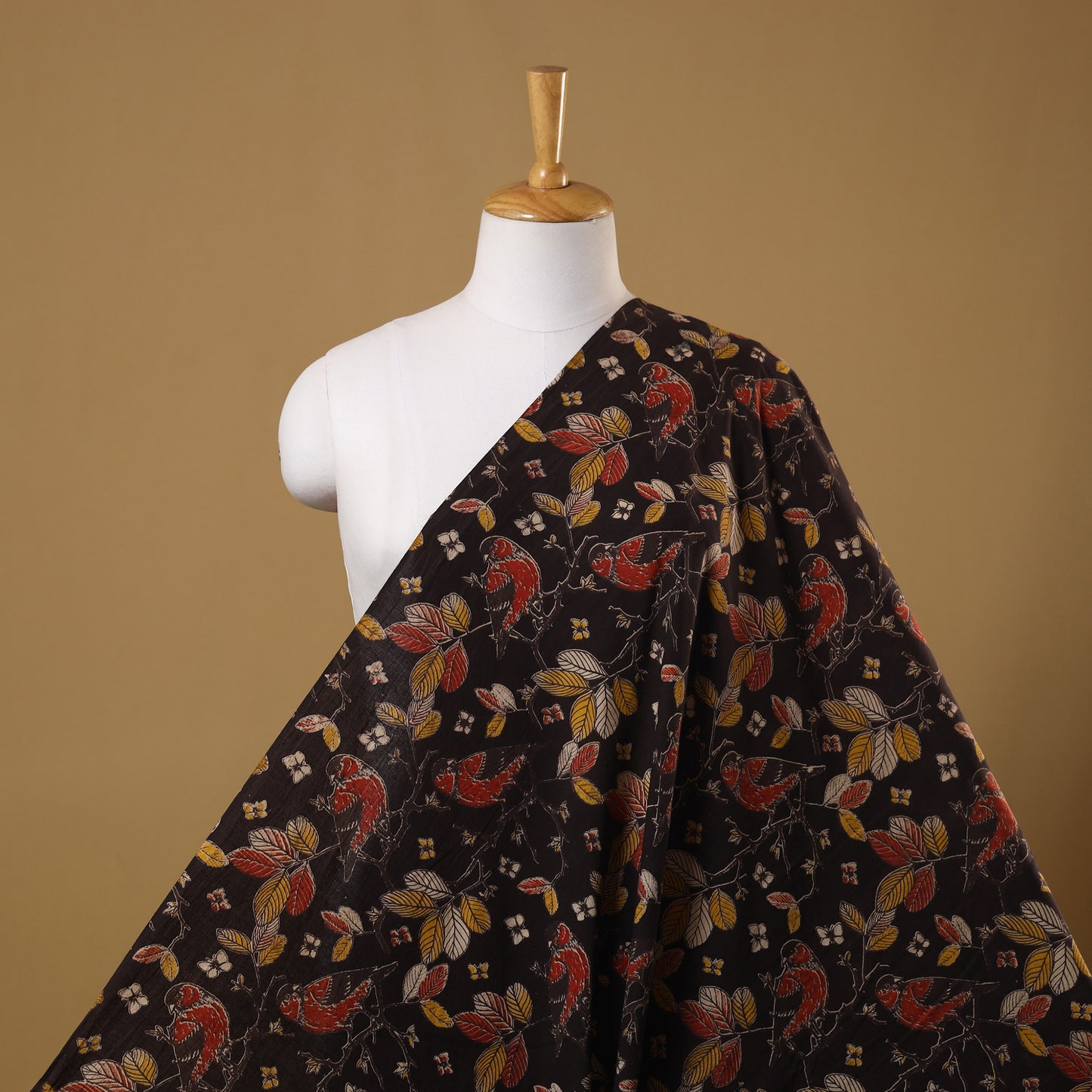 Black Printed Kalamkari Cotton Fabric