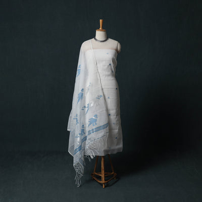 Jamdani Pure Handloom Muslin 2pc Unstitched Dress Material Kurta Set 24
