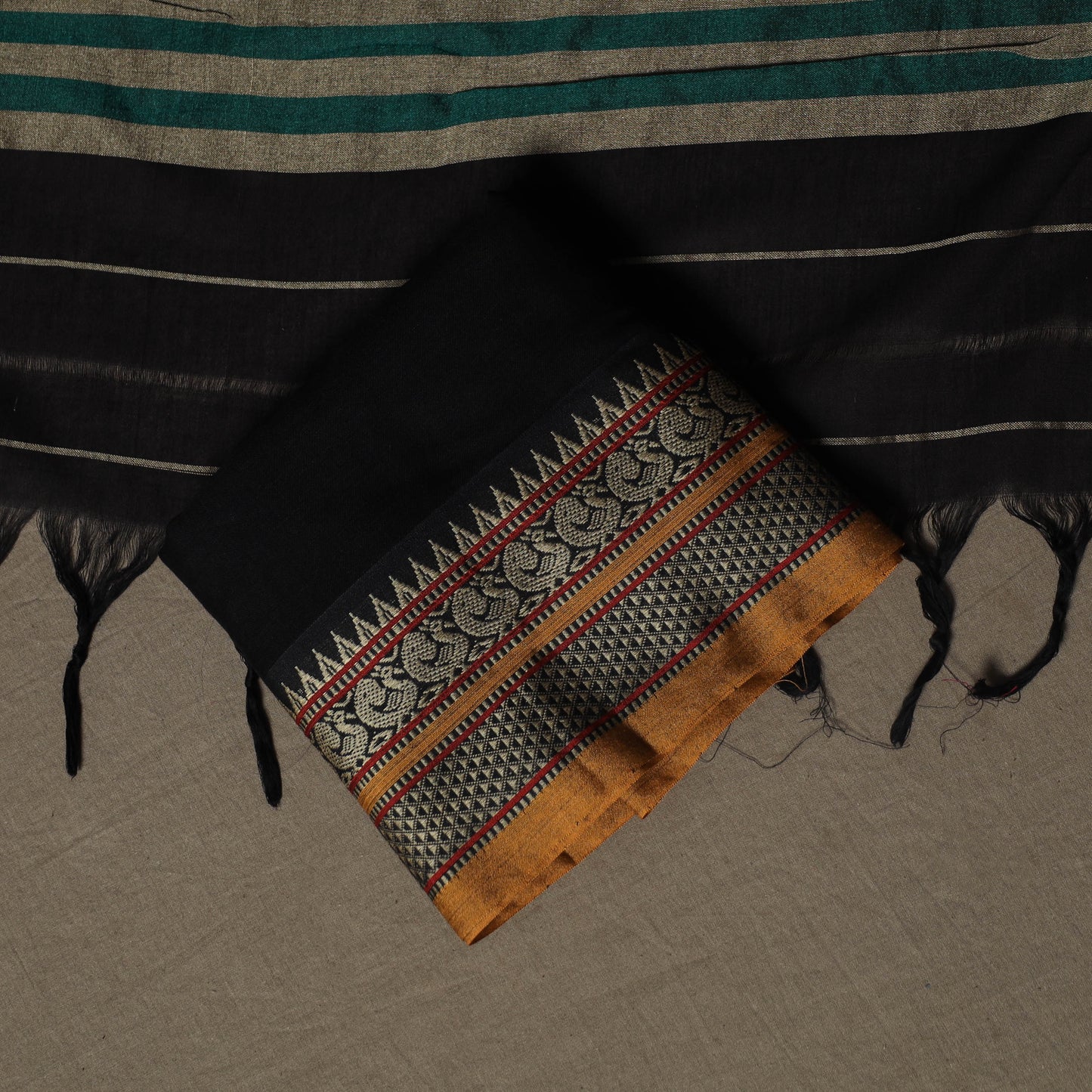 Dharwad Mercerised Cotton 3pc Unstitched Dress Material Suit Set with Woven Border 28