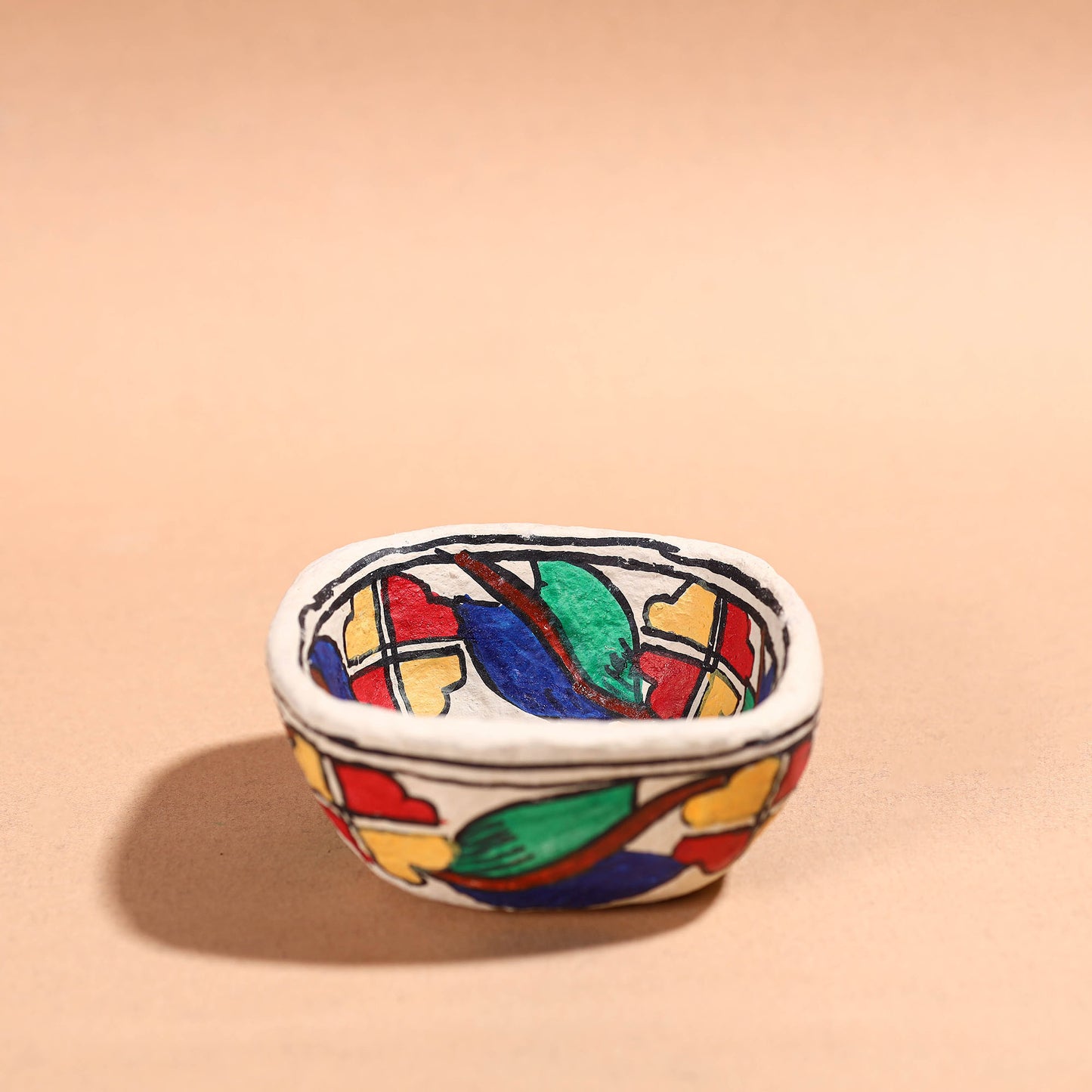 Handpainted Madhubani Paper Mache Bowl - Small