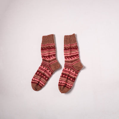 Acrylic Woolen Socks for Winter, Hand Knitted in Kumaun (Adults) 93