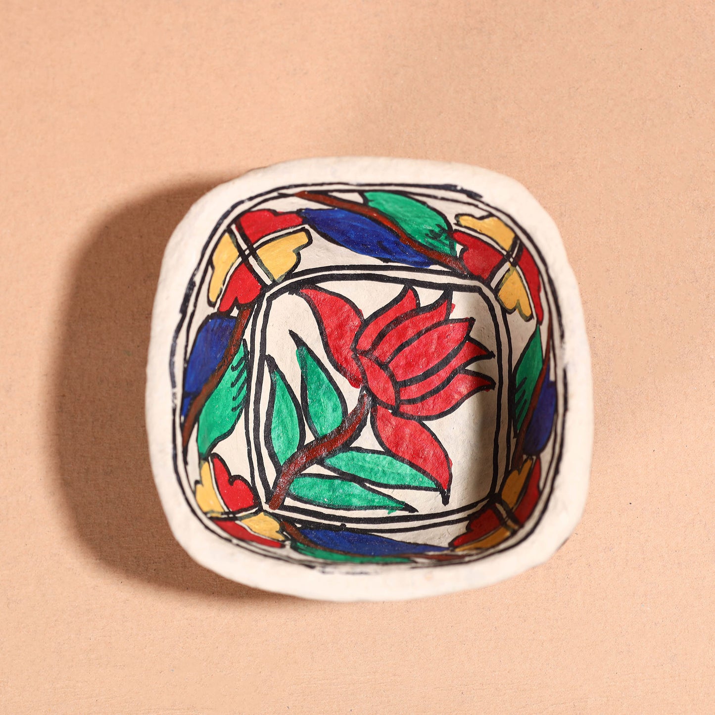 Handpainted Madhubani Paper Mache Bowl - Small