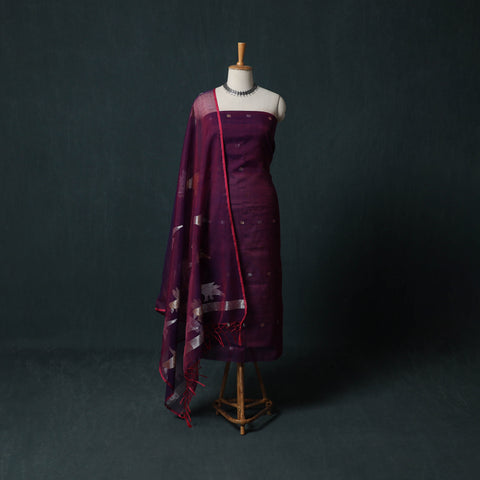 Jamdani Pure Handloom Muslin 2pc Unstitched Dress Material Kurta Set 25