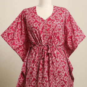 Buy Pink Hand Batik Print Cotton Kaftan