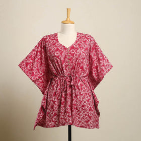 Buy Pink Hand Batik Print Cotton Kaftan