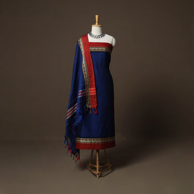 Dharwad Mercerised Cotton 3pc Unstitched Dress Material Suit Set with Woven Border 30