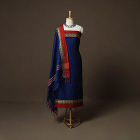 Dharwad Mercerised Cotton 3pc Unstitched Dress Material Suit Set with Woven Border 30