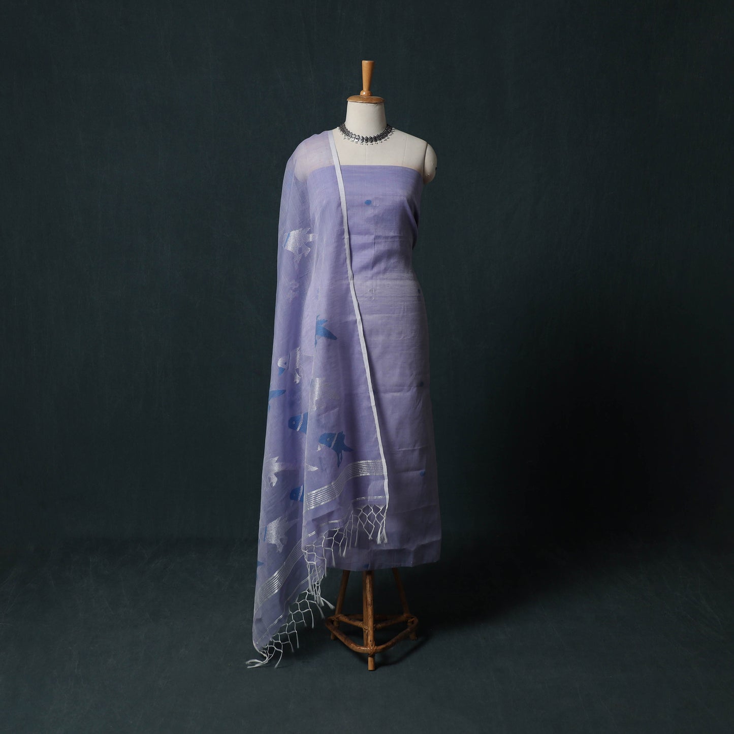 Jamdani Pure Handloom Muslin 2pc Unstitched Dress Material Kurta Set 27