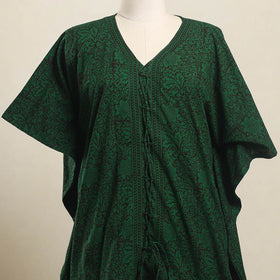  Green Bagh Block Print Cotton Kaftan