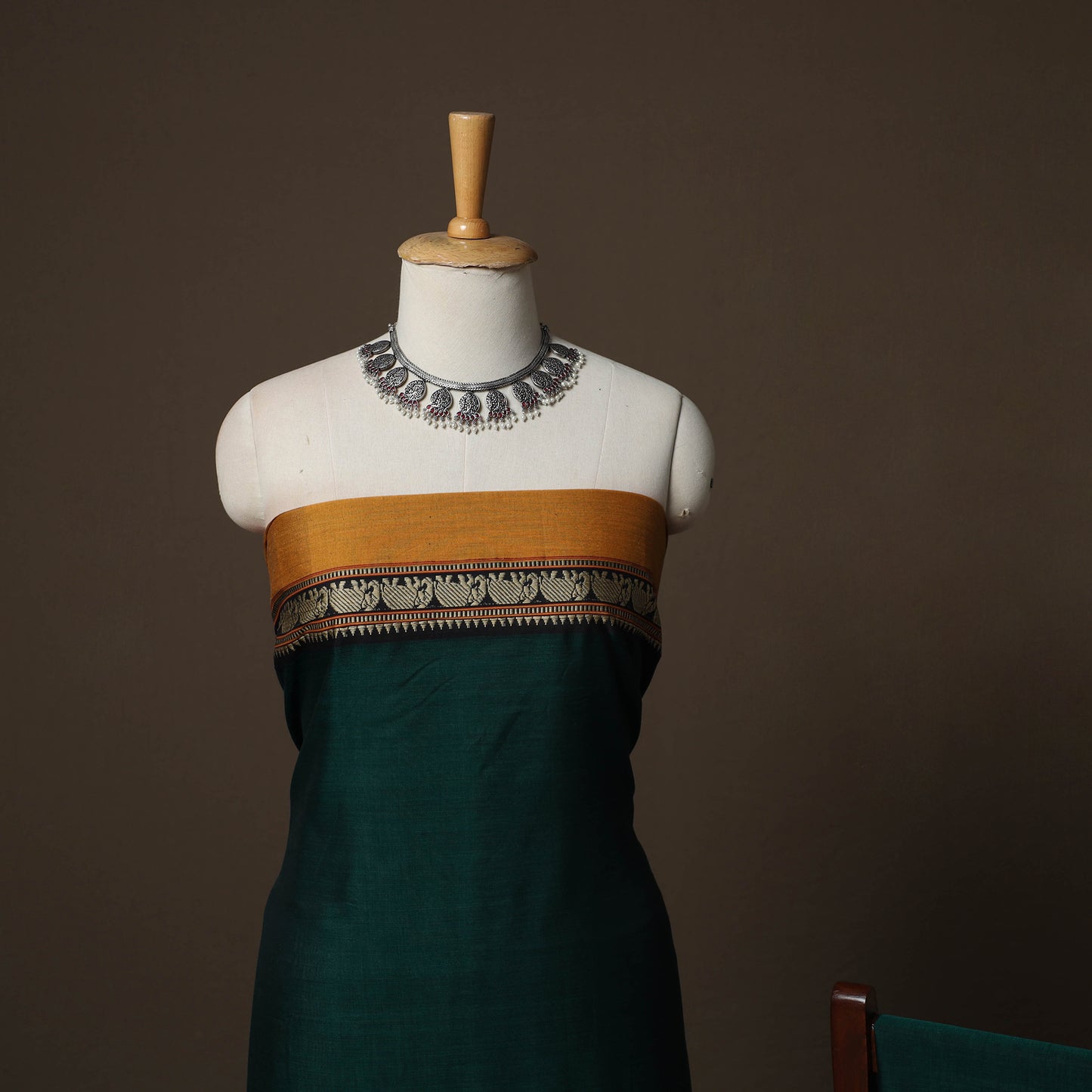Dharwad Mercerised Cotton 3pc Unstitched Dress Material Suit Set with Woven Border 31