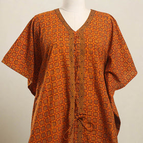Orange - bagh cotton kaftan (short) 32 - handcrafted