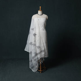 Jamdani Pure Handloom Muslin 2pc Unstitched Dress Material Kurta Set 29