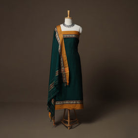 Dharwad Mercerised Cotton 3pc Unstitched Dress Material Suit Set with Woven Border 31