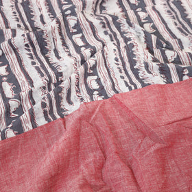 Pink - Plain Cotton Double Bed Cover with Block Print Patchwork (94 x 89 In)