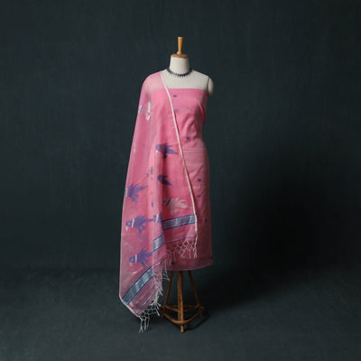 Jamdani Pure Handloom Muslin 2pc Unstitched Dress Material Kurta Set 30