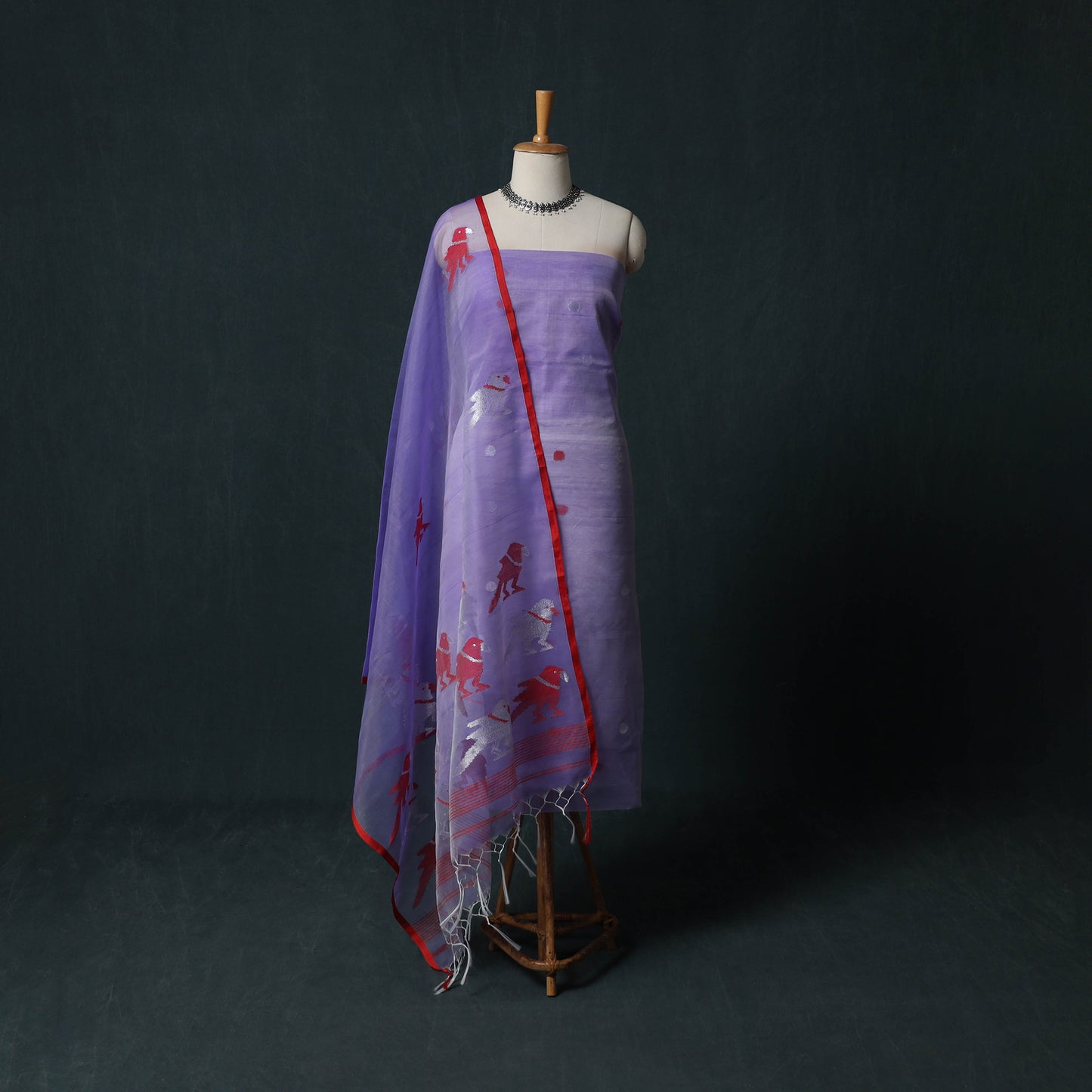 Jamdani Pure Handloom Muslin 2pc Unstitched Dress Material Kurta Set 31