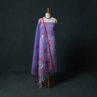 Jamdani Pure Handloom Muslin 2pc Unstitched Dress Material Kurta Set 31