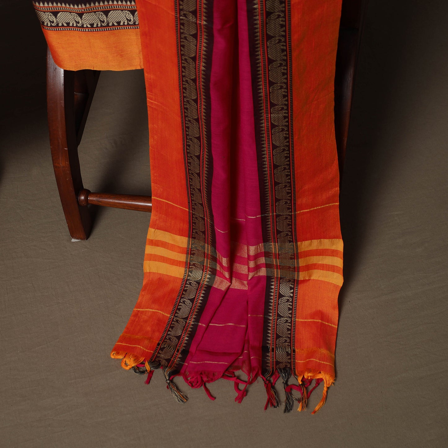 Dharwad Mercerised Cotton 3pc Unstitched Dress Material Suit Set with Woven Border 33