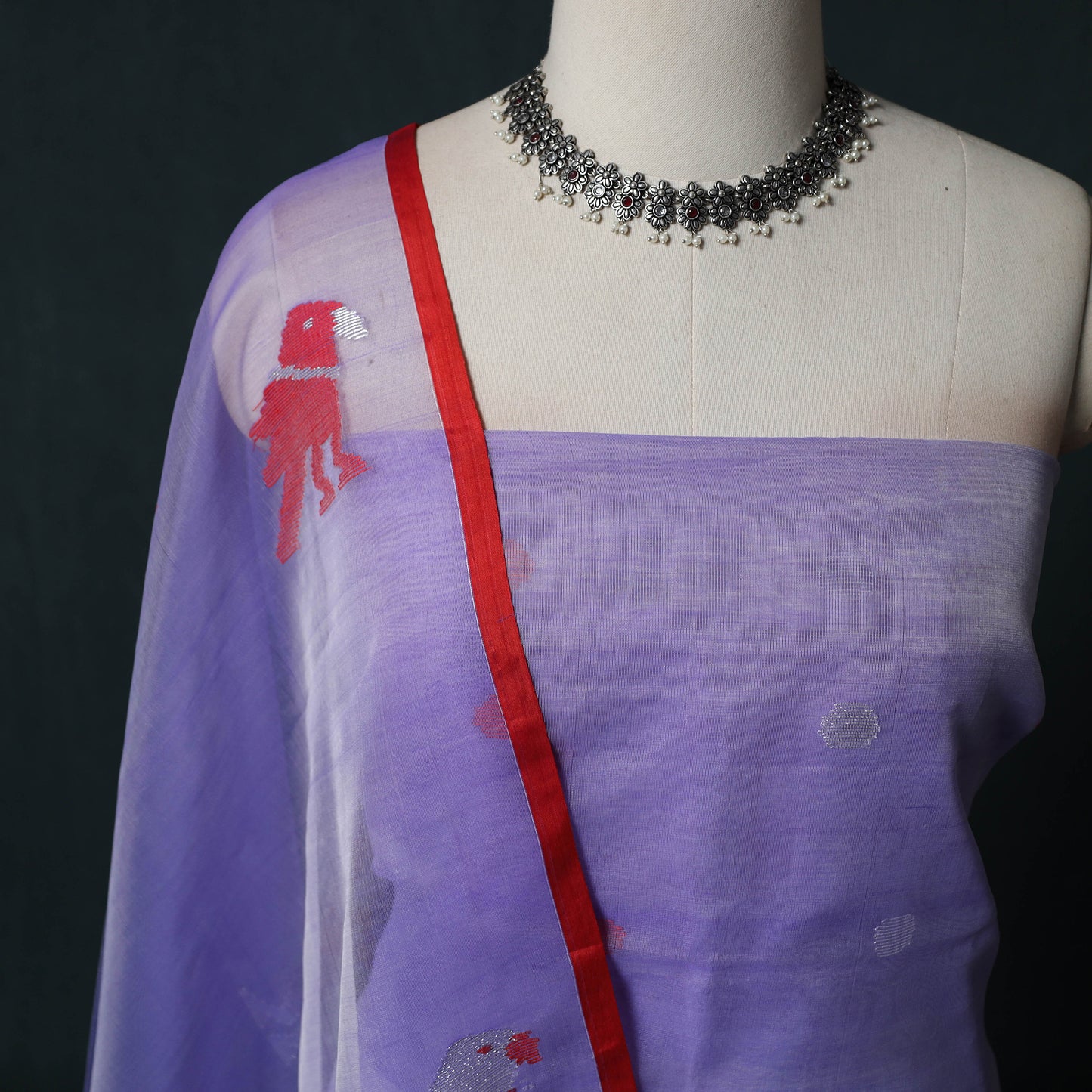 Jamdani Pure Handloom Muslin 2pc Unstitched Dress Material Kurta Set 31
