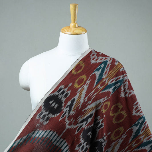 Maroon - Pochampally Central Asian Ikat Cotton Handloom Fabric