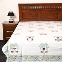 White - Sanganeri Block Printed Cotton Single Bed Cover (90 x 60 in) 25