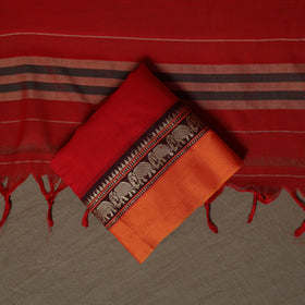 Dharwad Mercerised Cotton 3pc Unstitched Dress Material Suit Set with Woven Border 34