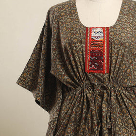 Buy Brown Kalamkari Cotton Kaftan with Desert Thread Embroidery