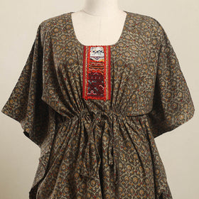 Buy Brown Kalamkari Cotton Kaftan with Desert Thread Embroidery