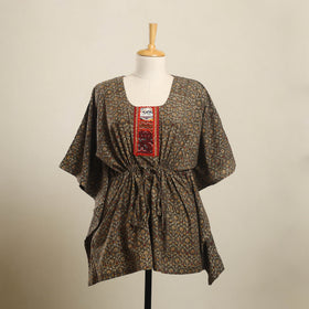 Buy Brown Kalamkari Cotton Kaftan with Desert Thread Embroidery