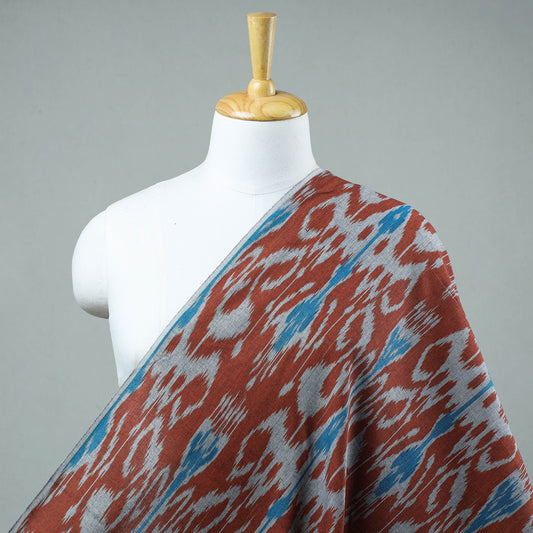 Classic Maroon & Grey Patterns Pochampally Central Asian Ikat Cotton Handloom Fabric
