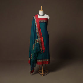 Dharwad Mercerised Cotton 3pc Unstitched Dress Material Suit Set with Woven Border 36
