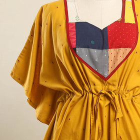 Buy Yellow Jacquard Mosaic Fusion Cotton Kaftan