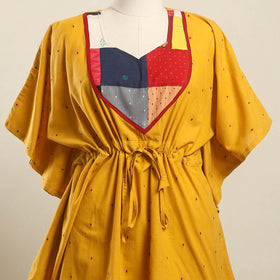 Buy Yellow Jacquard Mosaic Fusion Cotton Kaftan