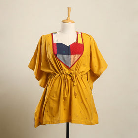 Buy Yellow Jacquard Mosaic Fusion Cotton Kaftan