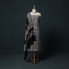 Hand Batik Print Cotton 3pc Unstitched Dress Material Suit Set 04