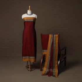 Dharwad Mercerised Cotton 3pc Unstitched Dress Material Suit Set with Woven Border 39