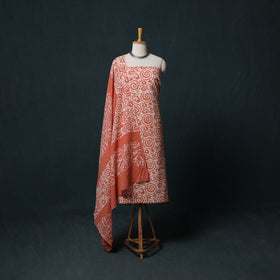 Hand Batik Print Cotton 3pc Unstitched Dress Material Suit Set 05