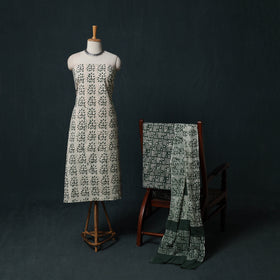 Hand Batik Print Cotton 3pc Unstitched Dress Material Suit Set 06