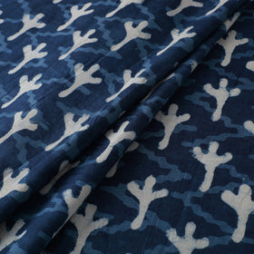 Hand Block Natural Dyed Cotton Bagru Print Indigo Fabric 01