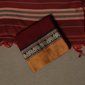 Dharwad Mercerised Cotton 3pc Unstitched Dress Material Suit Set with Woven Border 39