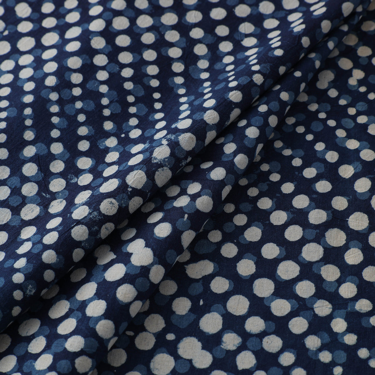 Hand Block Natural Dyed Cotton Bagru Print Indigo Fabric 02