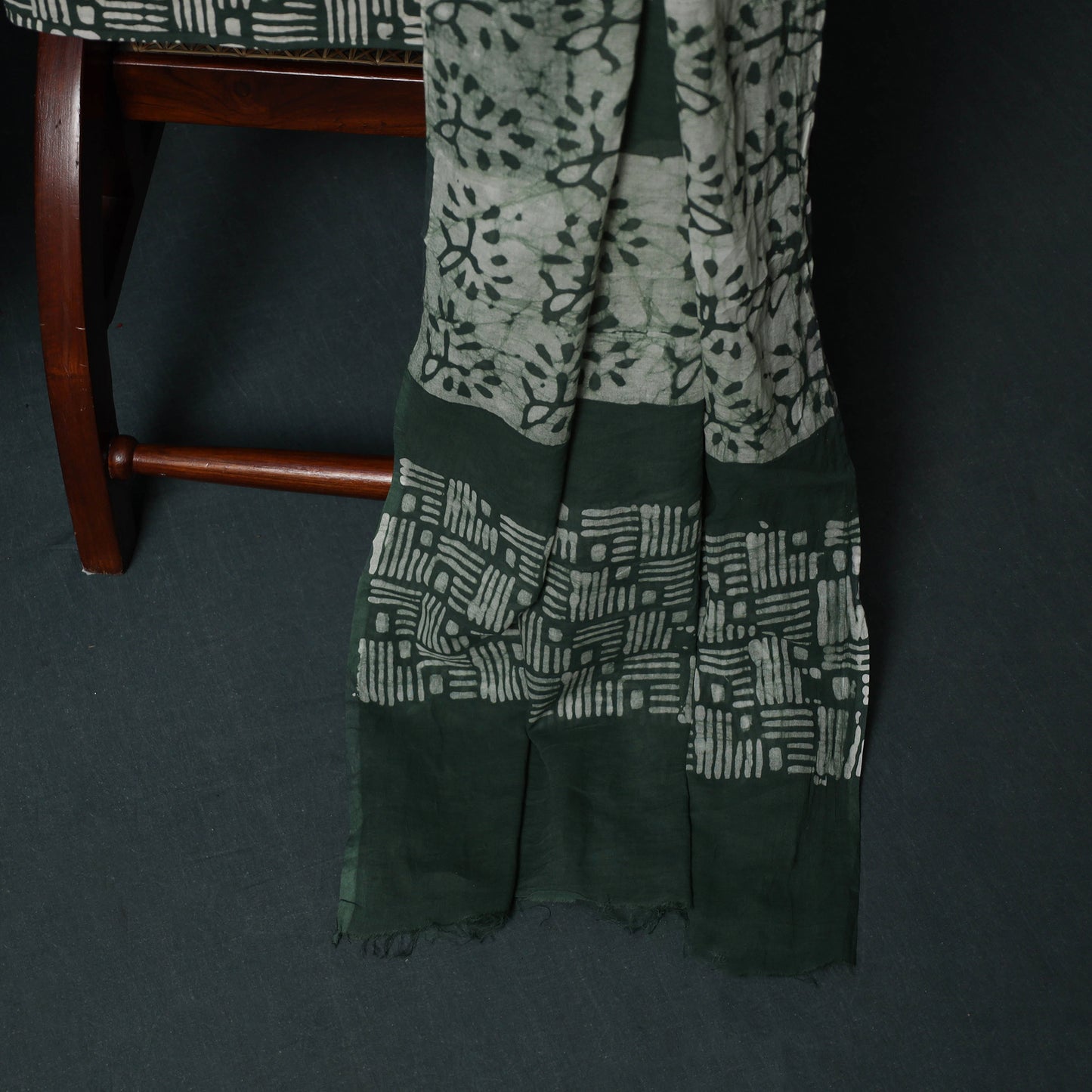 Hand Batik Print Cotton 3pc Unstitched Dress Material Suit Set 06