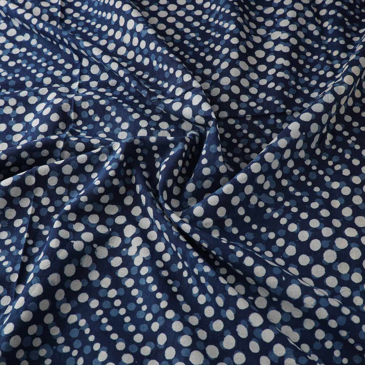 Hand Block Natural Dyed Cotton Bagru Print Indigo Fabric 02