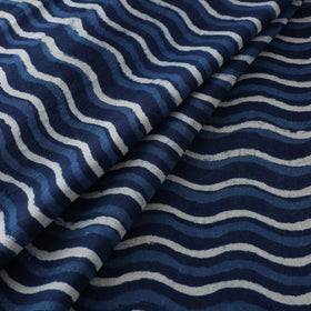 Hand Block Natural Dyed Cotton Bagru Print Indigo Fabric 03